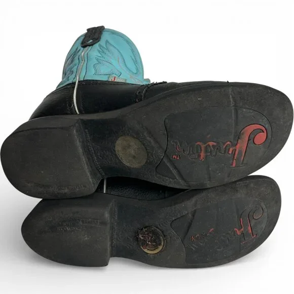Justin Gypsy Leather Turquoise Blue Western Cowgirl Shorty Roper Boots 8.5 B - Picture 12 of 12